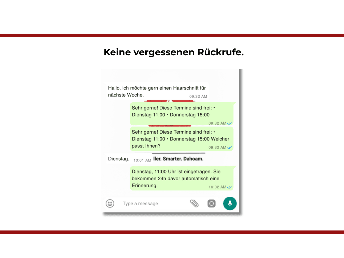 Keine vergessenen Rückrufe – WhatsApp Chatbot für Friseur
